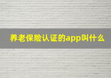 养老保险认证的app叫什么