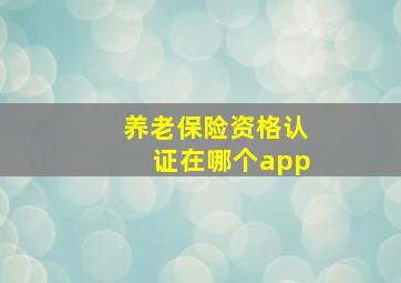 养老保险资格认证在哪个app