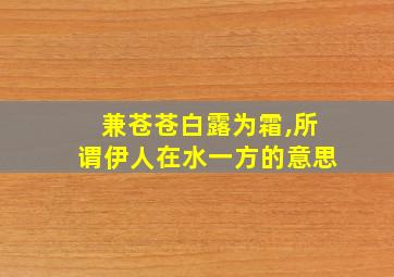 兼苍苍白露为霜,所谓伊人在水一方的意思