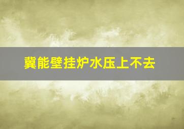 冀能壁挂炉水压上不去