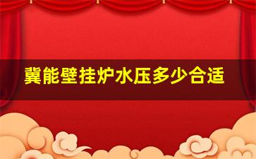 冀能壁挂炉水压多少合适