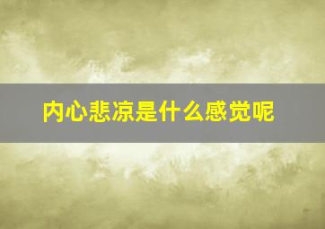 内心悲凉是什么感觉呢