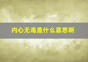 内心无毒是什么意思啊