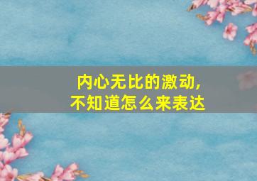 内心无比的激动,不知道怎么来表达