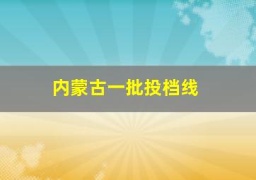 内蒙古一批投档线