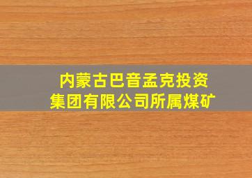 内蒙古巴音孟克投资集团有限公司所属煤矿