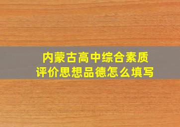 内蒙古高中综合素质评价思想品德怎么填写