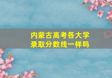 内蒙古高考各大学录取分数线一样吗