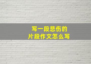 写一段悲伤的片段作文怎么写