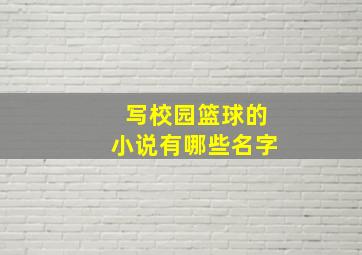 写校园篮球的小说有哪些名字