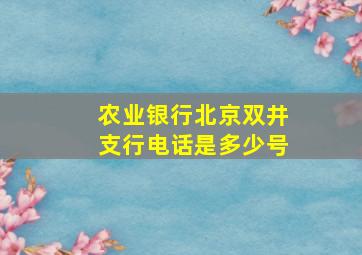 农业银行北京双井支行电话是多少号