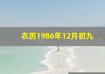 农历1986年12月初九