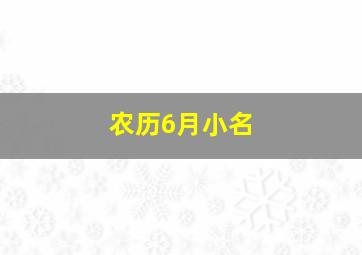 农历6月小名