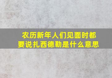 农历新年人们见面时都要说扎西德勒是什么意思