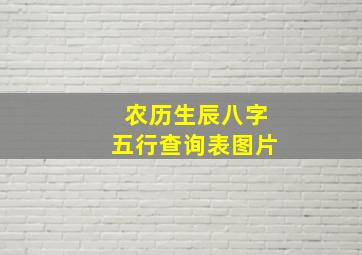 农历生辰八字五行查询表图片