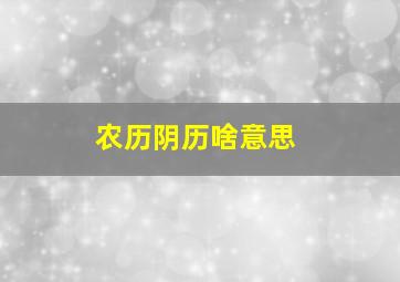 农历阴历啥意思