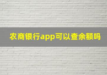 农商银行app可以查余额吗