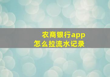 农商银行app怎么拉流水记录