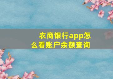 农商银行app怎么看账户余额查询