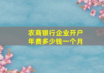 农商银行企业开户年费多少钱一个月