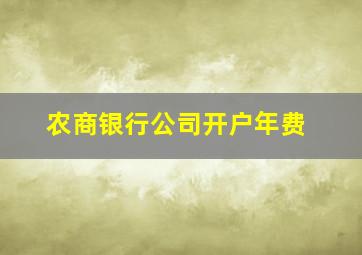 农商银行公司开户年费