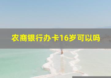 农商银行办卡16岁可以吗