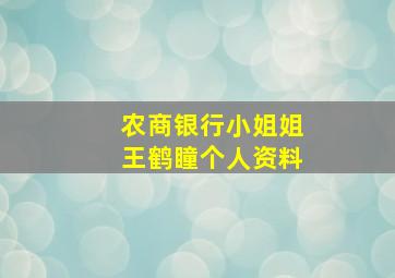 农商银行小姐姐王鹤瞳个人资料