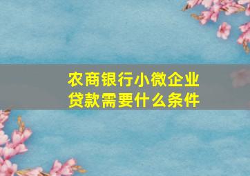 农商银行小微企业贷款需要什么条件