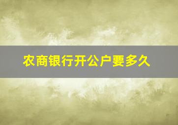 农商银行开公户要多久