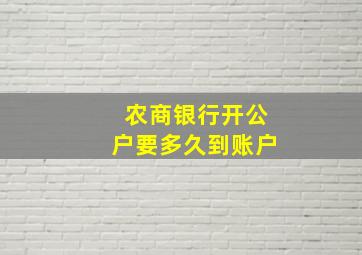 农商银行开公户要多久到账户