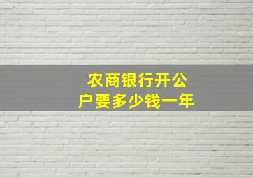 农商银行开公户要多少钱一年