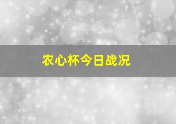 农心杯今日战况