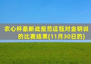 农心杯最新战报范迋钰对金明训的比赛结果(11月30日的)