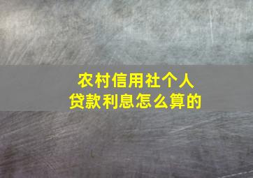 农村信用社个人贷款利息怎么算的