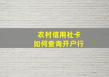 农村信用社卡如何查询开户行