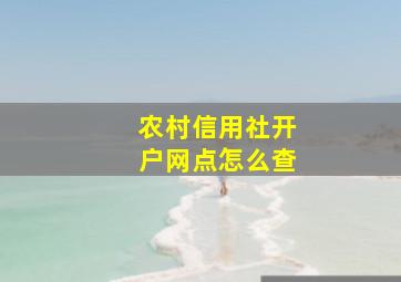 农村信用社开户网点怎么查