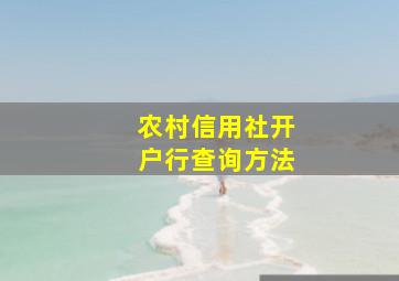 农村信用社开户行查询方法