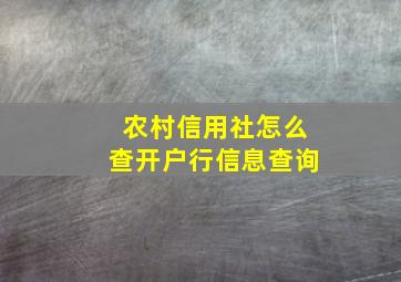 农村信用社怎么查开户行信息查询