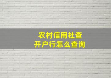 农村信用社查开户行怎么查询