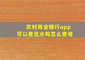 农村商业银行app可以查流水吗怎么查询