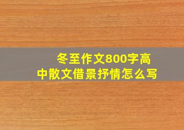 冬至作文800字高中散文借景抒情怎么写