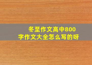 冬至作文高中800字作文大全怎么写的呀