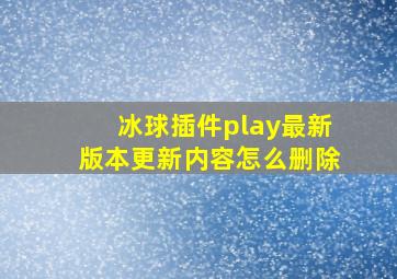 冰球插件play最新版本更新内容怎么删除