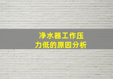 净水器工作压力低的原因分析