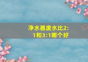 净水器废水比2:1和3:1哪个好