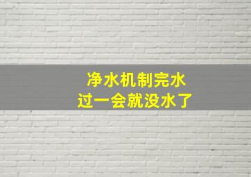 净水机制完水过一会就没水了