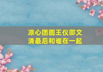 凉心团圆王仪邵文清最后和谁在一起