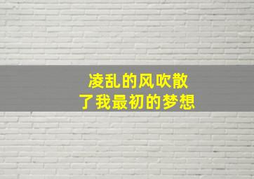 凌乱的风吹散了我最初的梦想