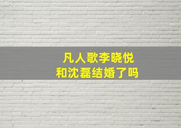 凡人歌李晓悦和沈磊结婚了吗