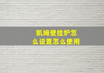 凯姆壁挂炉怎么设置怎么使用